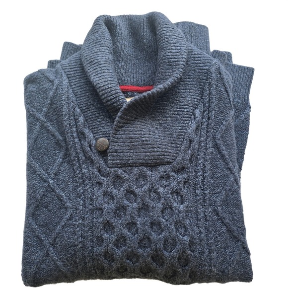 wind river Other - Wind River Mens XL Shawl‎ Collar Cable Knit Sweater Blue